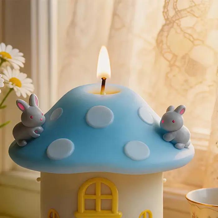 Moule à bougie en forme de maison champignon, fait à la main, pour bougies d'aromathérapie, moule à bougie de conte de fées, décoratif pour activités pédagogiques et artisanat