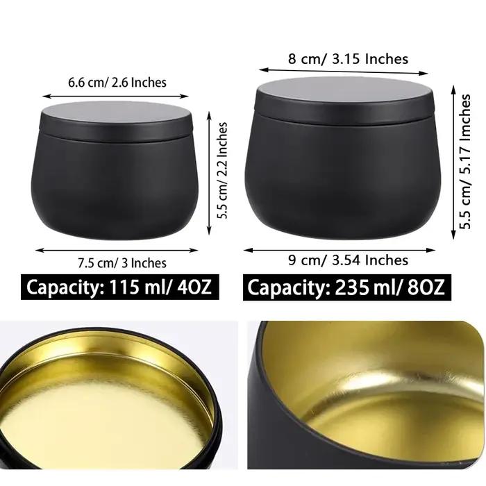 Boîtes de bougies vides en métal de 4oz/8oz avec couvercle