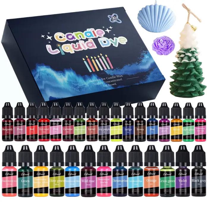 Pigment de bougie liquide pour bricolage 30 couleurs artisanal fait main colorant de résine pour création de bougies occasions spéciales