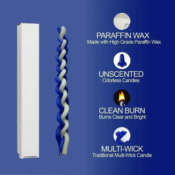 1 paquet de bougies tressées blanches et bleues