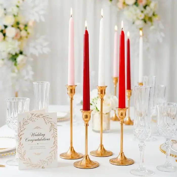 Lot de Bougies Coniques Colorées sans Parfum pour Décoration Intérieure Luxe Mariage Occasions Spéciales