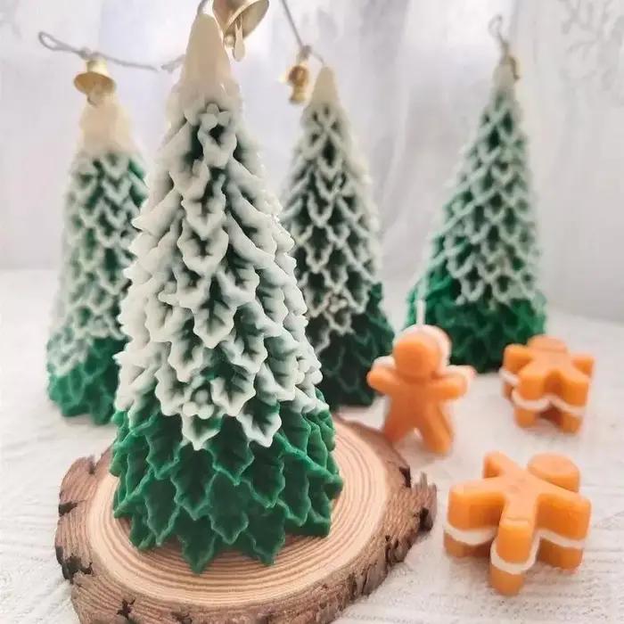 Bougies d'arbre de Noël sculptées à la main parfumées à l'aromathérapie pour la décoration de la maison et les occasions spéciales