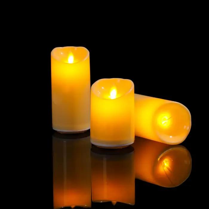 1/3 Bougies décoratives sans flamme à mèche mobile USB avec télécommande
