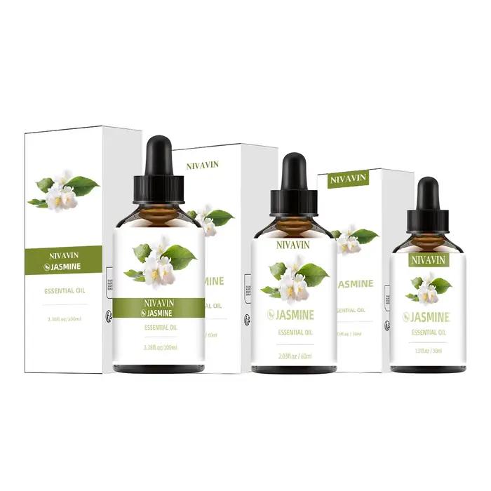 NIVAVIN Huile Essentielle de Jasmin 30ml/60ml/100ml, parfum floral riche, apaisant et calmant, fragrance longue durée, cadeau exquis.