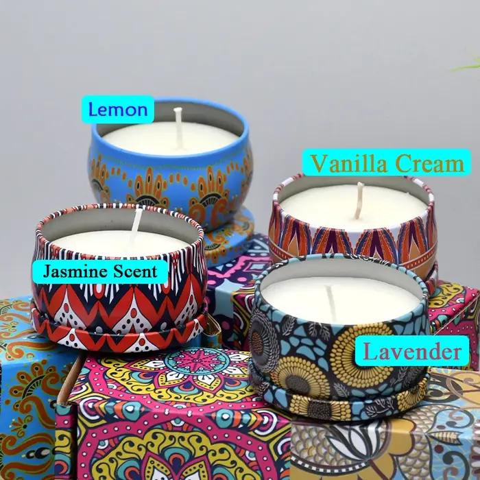 Ensemble de 4 bougies parfumées (quatre senteurs : jasmin