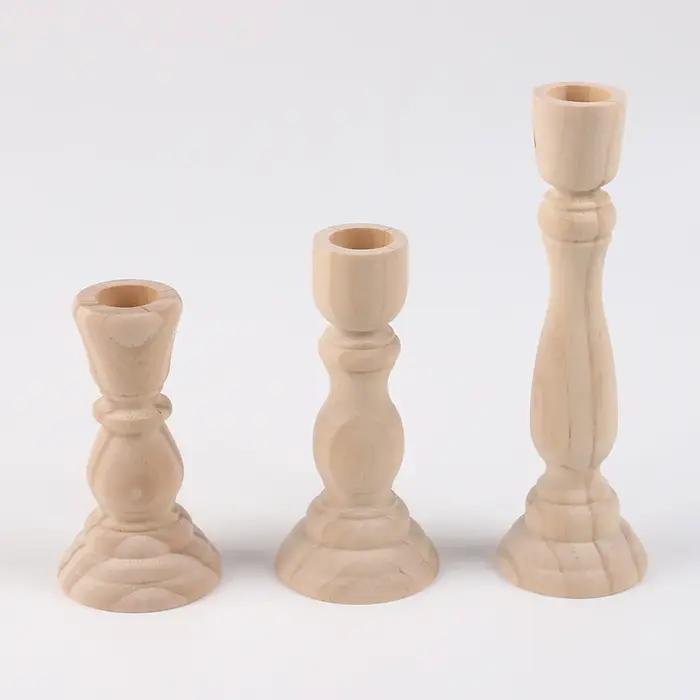 Bougeoirs en bois inachevé bougeoir pilier conique