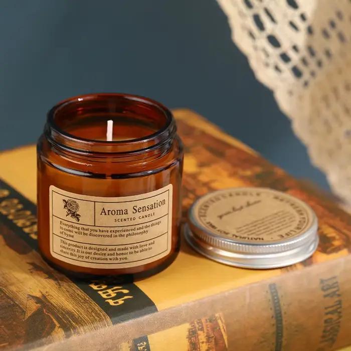 Bougie d'aromathérapie en verre marron