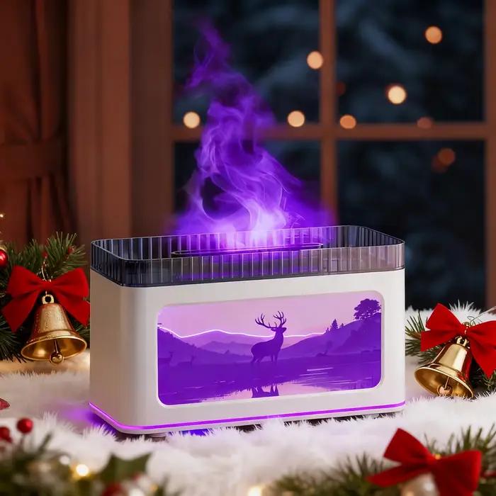 Mini diffuseur d'arôme de cheminée USB alimenté humidificateur d'air avec effets de lumière colorés pour ambiance apaisante et bien-être cutané et respiratoire