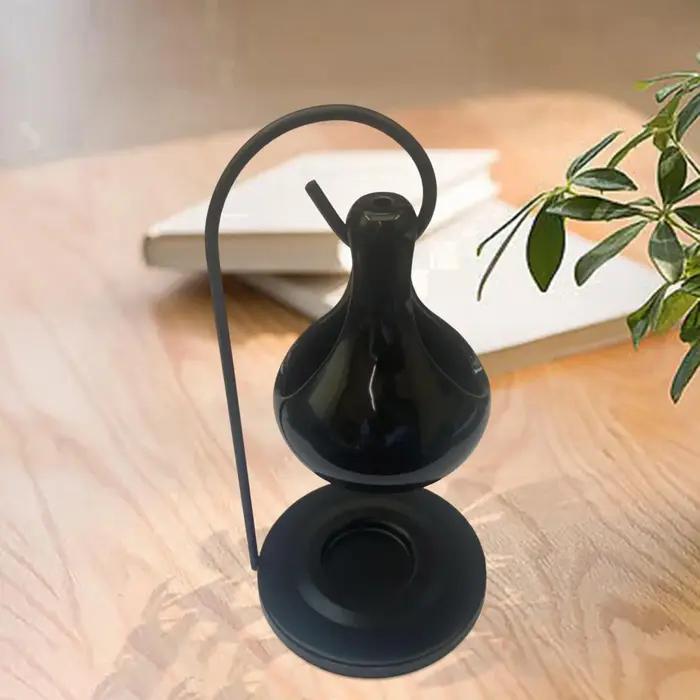 Bougeoir en céramique brûleur d'huile essentielle diffuseur four plus chaud bougie chauffe-plat lampe à Base en bois porcelaine décor de salon