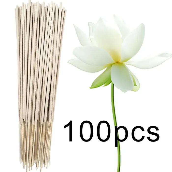 Bâtonnets d'encens Lotus blanc cassé de 8,7 pouces de haute qualité, fabriqués en matériaux naturels, avec un parfum de Lotus. Lotus blanc symbolise le sainte, la divinité et la nettoyage, l'encens es