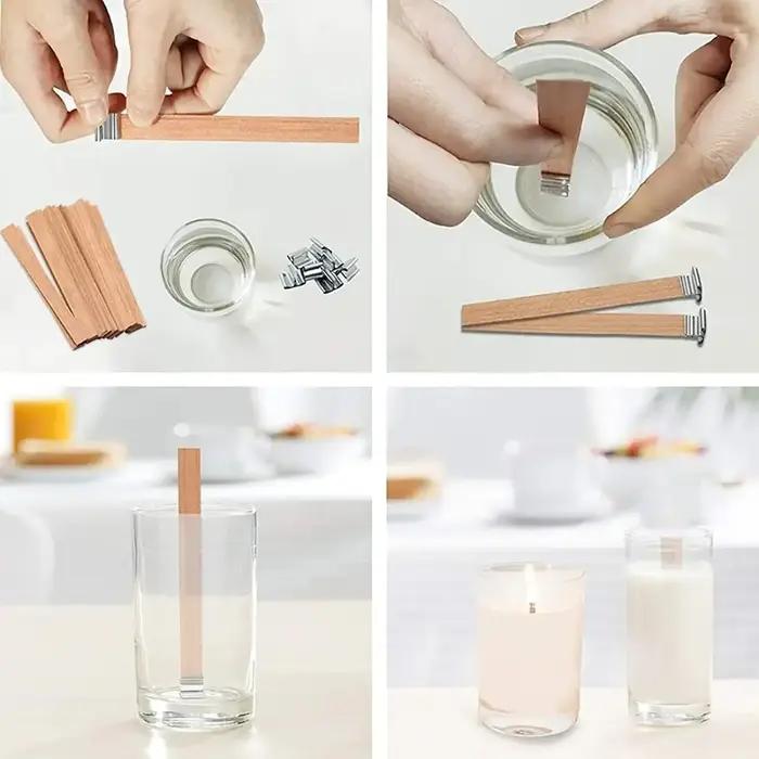 Bougies en cire de soja faites à la main avec mèches en bois