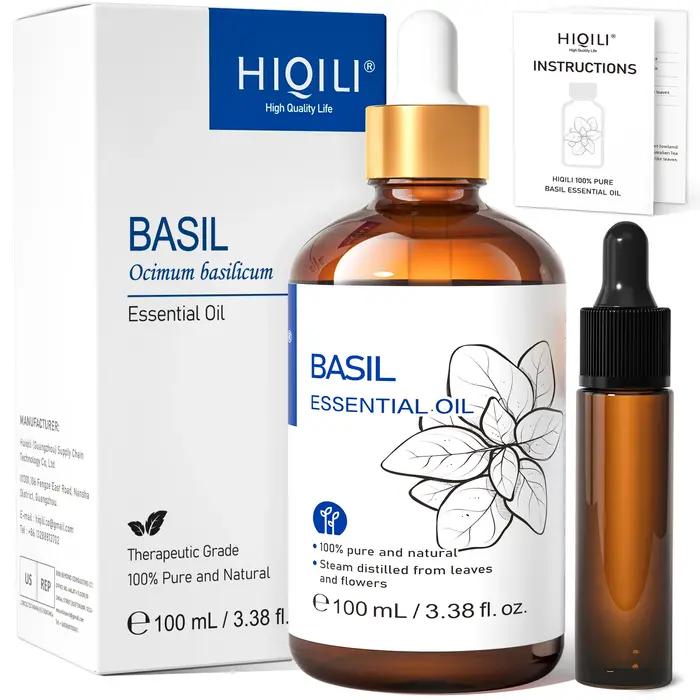 HIQILI huile essentielle de basilic naturel 100ML pour diffuseur d'aromathérapie bricolage savon fabrication de bougies Relaxation encens citron lavande