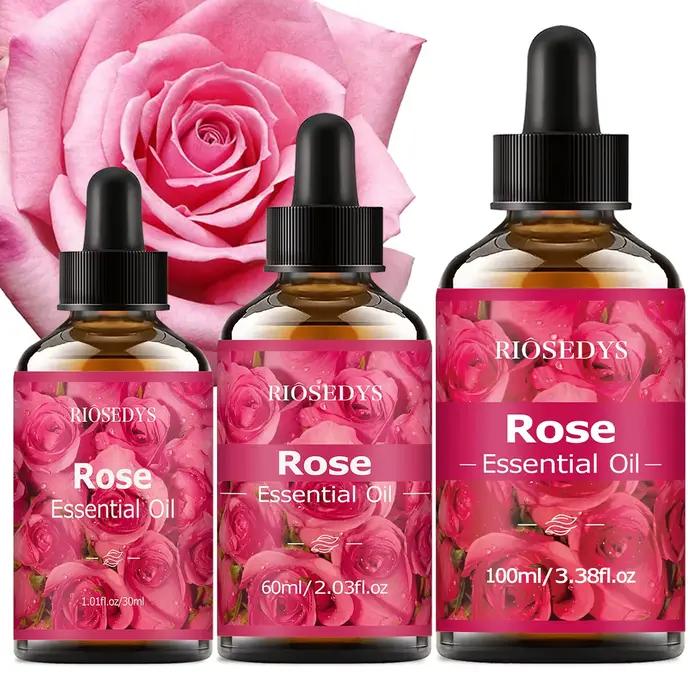 Huile essentielle de rose, huile parfumée aux notes florales élégantes pour diffuseurs, projets de bricolage parfumés et aromathérapie, parfum romantique et délicat.
