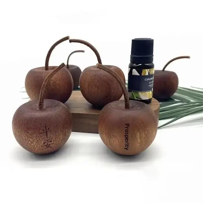 ♫ Diffuseur d'huiles essentielles en bois en forme de pomme, bâton d'aromathérapie décoratif en bois de Sapele, diffuseur de parfum adapté à la maison B