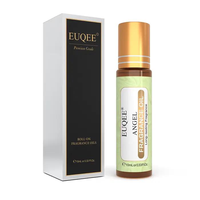 Huile de parfum EUQEE roll-on senteurs cuir d'ange tabac doux gardénia thé vert fleur d'oranger noix de coco muguet occassions cadeaux personnalisation cosmétique détente bien-être
