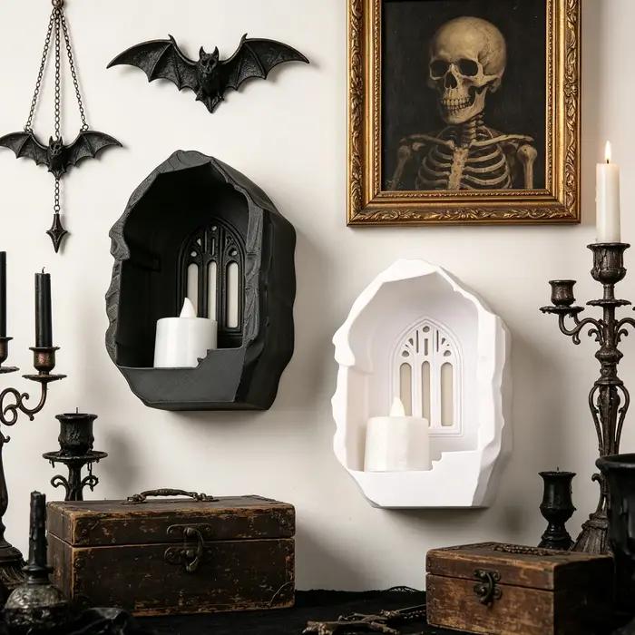 Support de bougie mural en forme d'arche de fenêtre de style gothique transfrontalier pour décoration murale sombre et présentation de bougies
