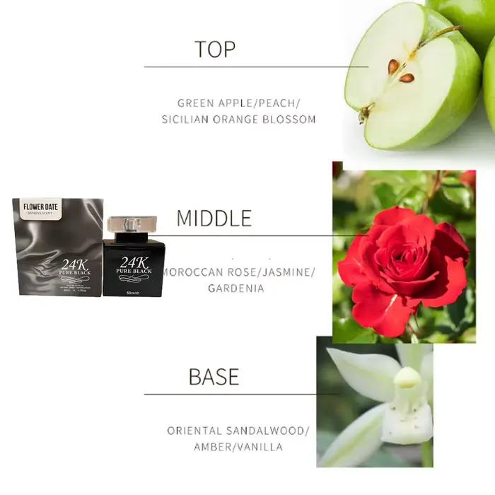 Eau de parfum féminine 24K Pure Gold, fragrance florale sucrée, longue tenue, eau de parfum fruitée, eau de parfum aux fleurs d'orange, bouteille dorée élégante pour femmes occasions spéciales