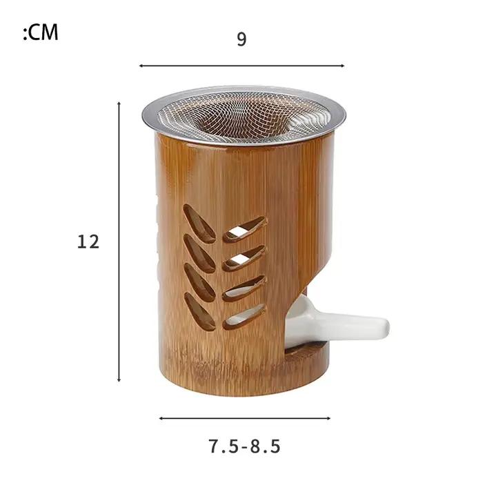 Support de Bougie en Bambou et Métal pour Aromathérapie, Brûleur d'Encens pour Herbes, Idéal Yoga et
