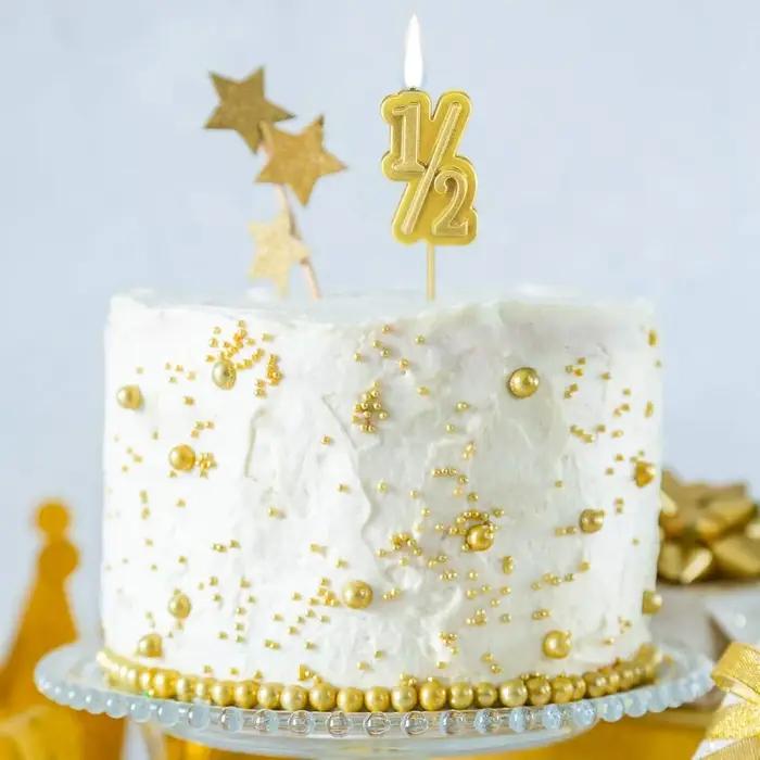 Bougie demi-anniversaire en cire de qualité pour bébé de 1 à 1.5 ans, bleu, or, rose, rouge, pour anniversaire et cérémonies spéciales