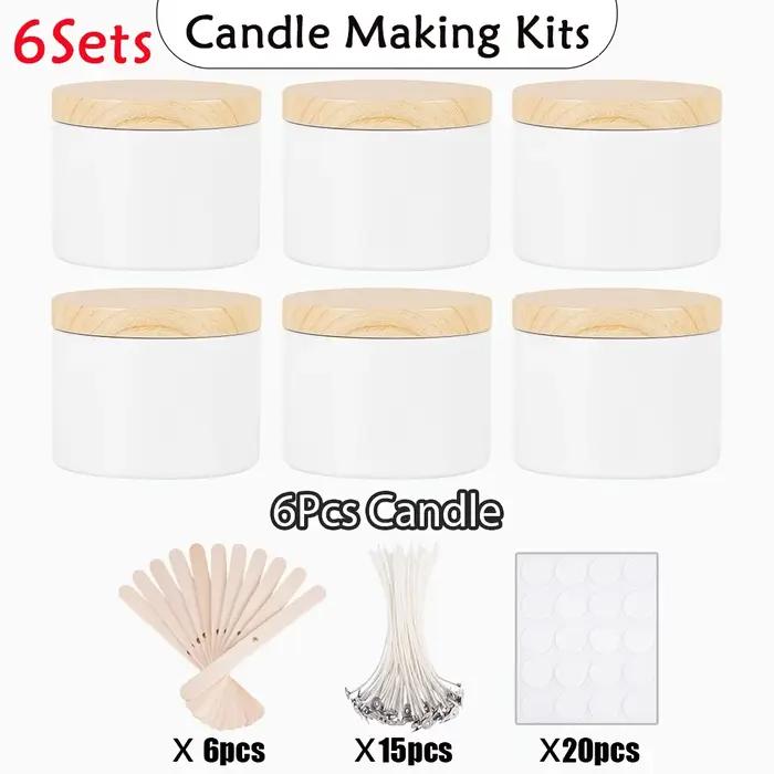 Kit de fabrication de bougies DIY avec pots en fer blanc mat et supports pour création de bougies personnalisées et cadeaux uniques