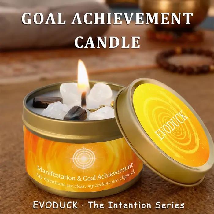 Bougie parfumée cristal de cannelle et bois de santal pour manifestation réalisation d'objectifs décoration intérieure ambiance zen et réussite