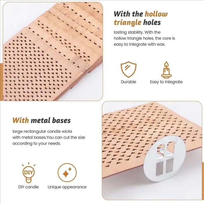 2.75X2.36 pouces mèches de bougie en bois pour bricolage fabrication de bougies