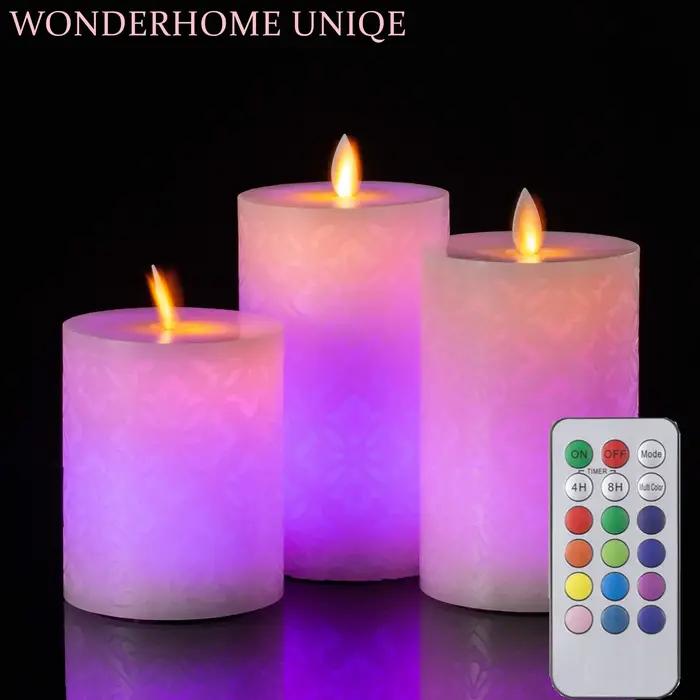 3/1 pièces bougies Led en cire véritable avec télécommande Led