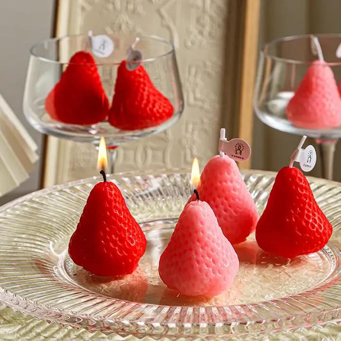 Cire de soja, bougies d'aromathérapie aux fraises