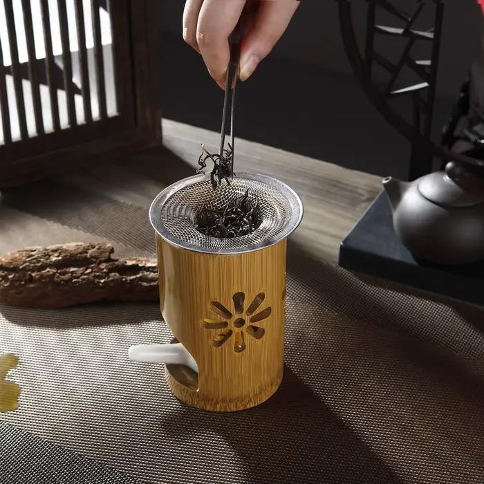 Support de Bougie en Bambou et Métal pour Aromathérapie