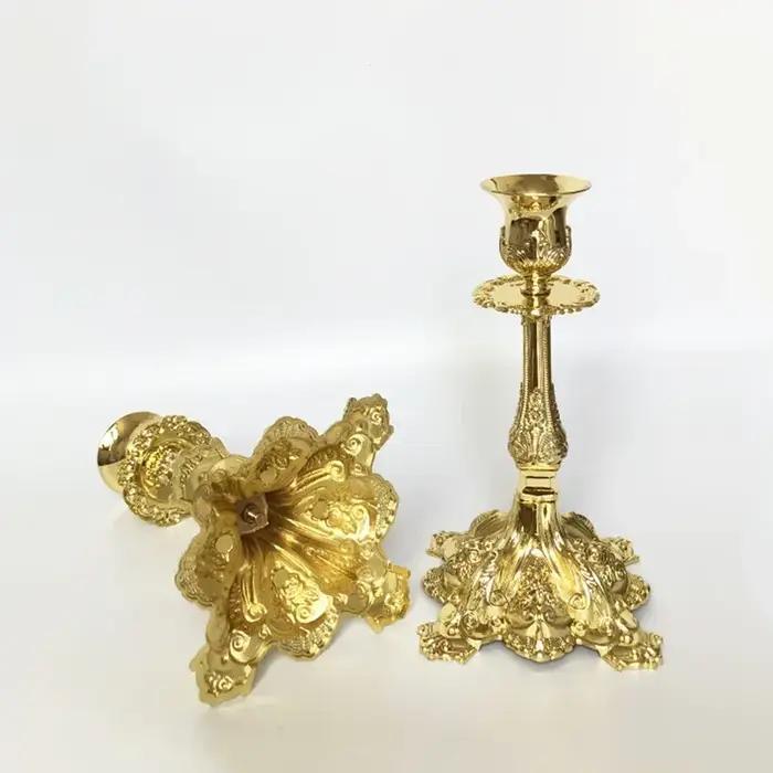 PEANDIM Bougeoirs en métal doré et argenté, chandelier romantique pour mariage, fête, décoration de