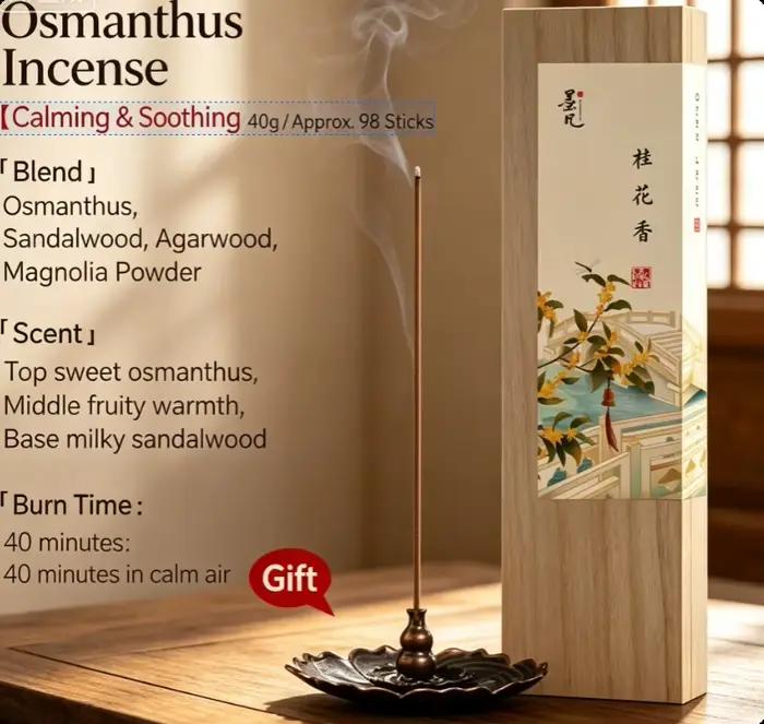 Bobines d'encens au bois de santal parfumées à l'osmanthus