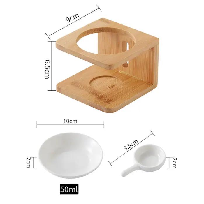 Brûleur d'arômes en céramique et bambou pour huiles essentielles et bougies fondantes, pièce maîtresse décorative pour salon et bureau, ambiance relaxante et parfum apaisant