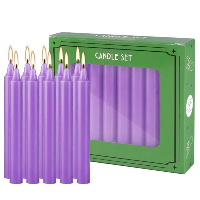 20 pièces de cire violette de 4 pouces, sans goutte à goutte, sans fumée, sans parfum, bougies de dî