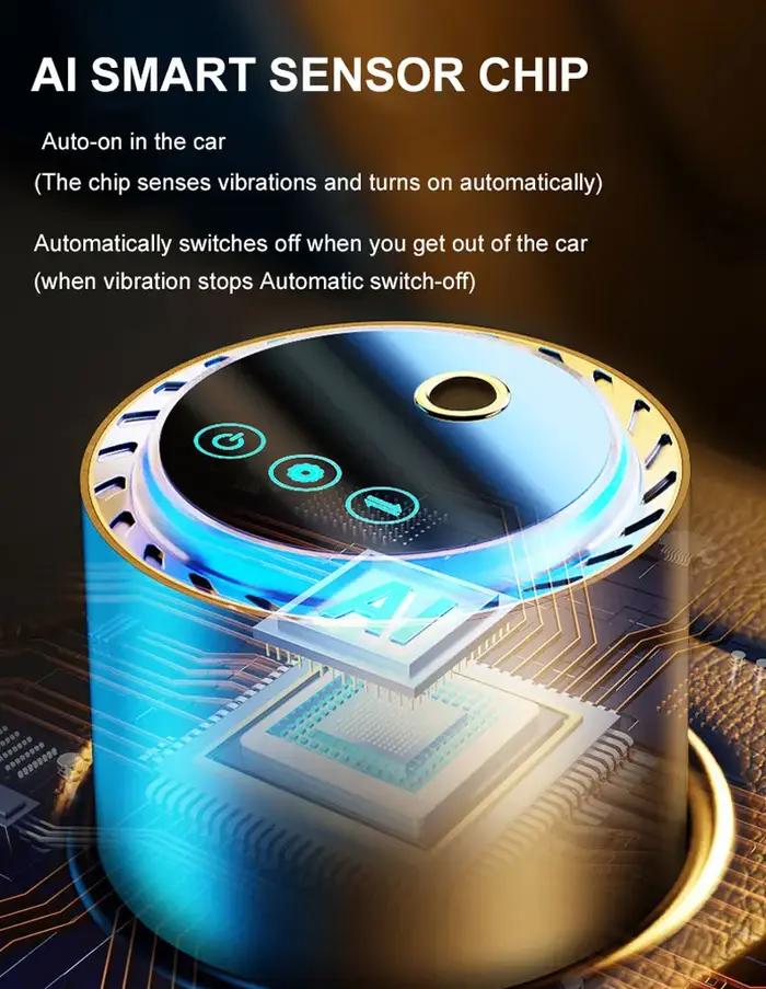 Diffuseur de parfum de voiture écran tactile avec huile essentielle automatique pour éliminer les mauvaises odeurs et créer une atmosphère apaisante pour les longs trajets et les voyages d'affaires