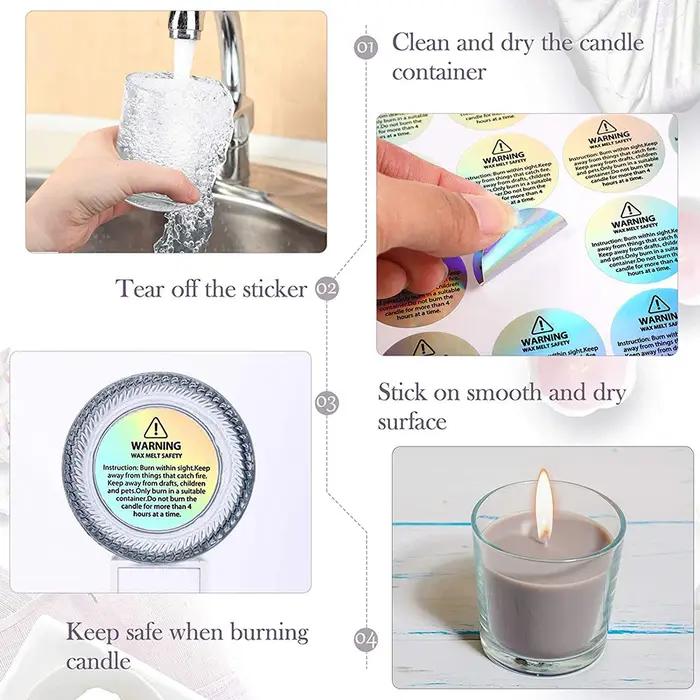 Étiquettes d'avertissement de bougie rondes imperméables de 3cm