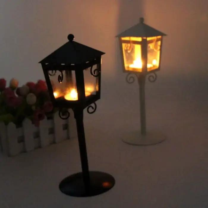 Bougeoirs Vintage Classiques en Fer et Verre pour Mariage et Soirées Spéciales Blanc Argent