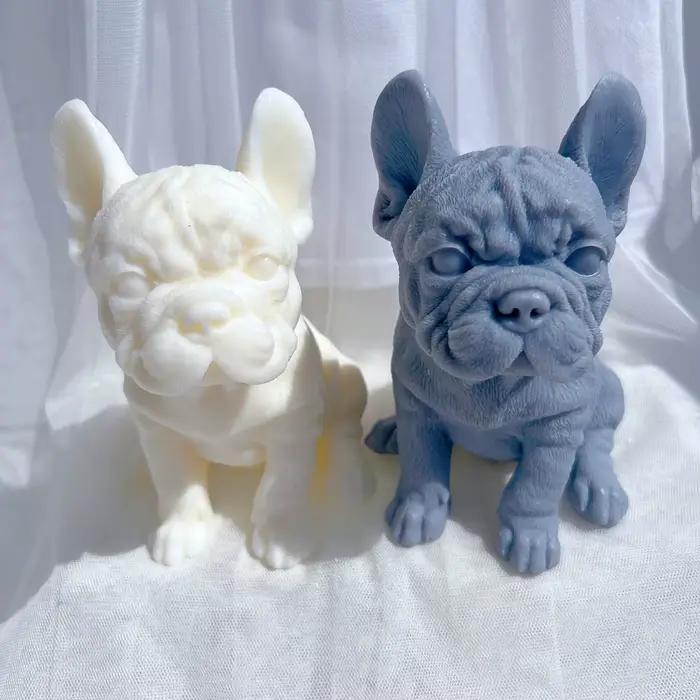 Moule à bougie bouledogue français, chiots d'animaux, cire de soja, en Silicone, chiot, amoureux des chiens, décoration de maison