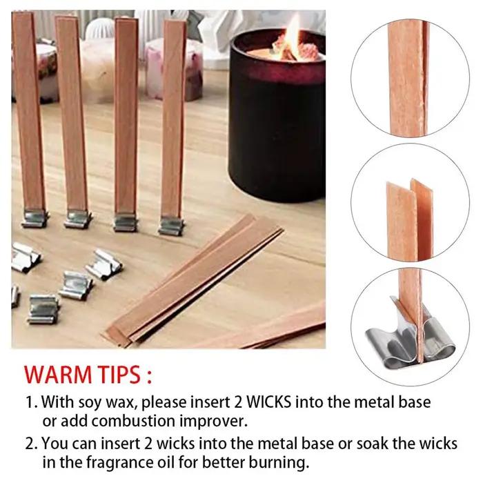 Pour le plaisir 30 pièces mèche de bougie en bois avec Base à Clip artisanat v osier paraffine cire d'abeille brûlant