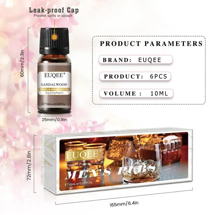 EUQEE Coffret Cadeau de 6 Huiles Essentielles pour Hommes – Bois de Santal