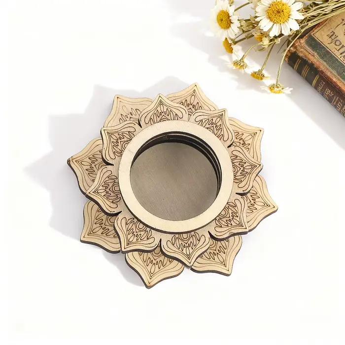 Bougeoir en bois fleur de Lotus, Base d'aromathérapie, diffuseur d'huile essentielle, présentoir en cristal, méditation Zen, décoration d'intérieur, cadeau