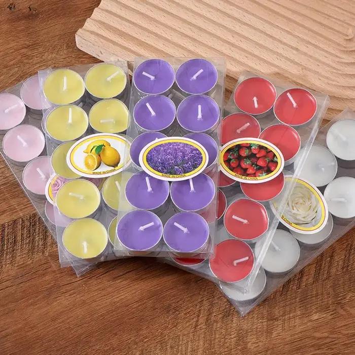 Ensemble de bougies parfumées en aluminium pour couples romantiques et décoration de fête en blanc, rouge, rose, violet, jaune, bleu, vert