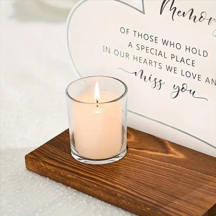 ABKJ-Cadeaux de sympathie bougie commémorative acrylique et bois dans des signes de mariage de mémoi