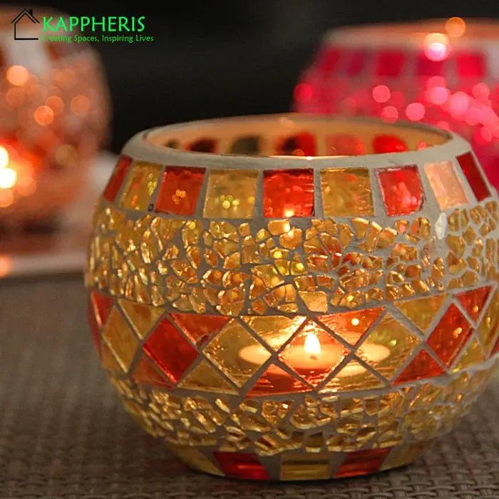 Bocaux Africains Arc-en-Ciel en Mosaïque de Verre Support de Thé Décoration Maison Occasions Spéciales Exotisme Charme Artisanal