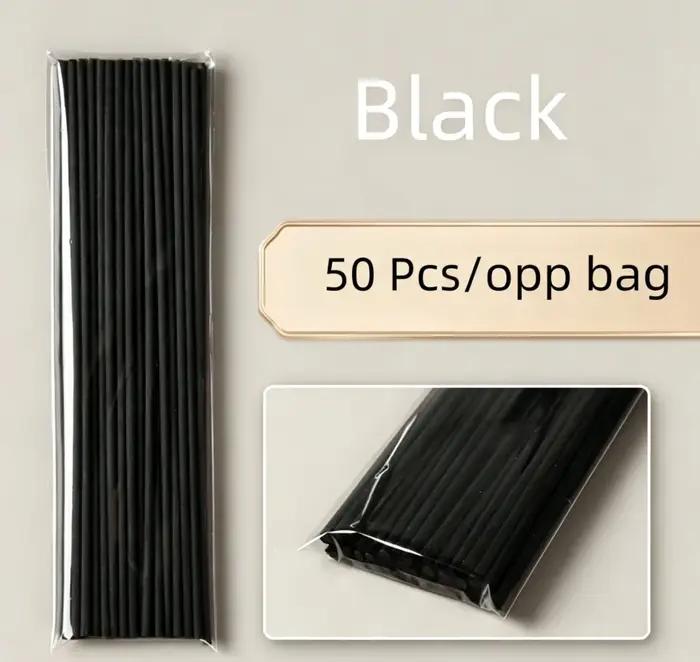50 bâtonnets diffuseurs de 3 mm x 20 cm, recharge de parfum, bâtonnets en fibre noire épais pour diffuseurs d'huiles essentielles