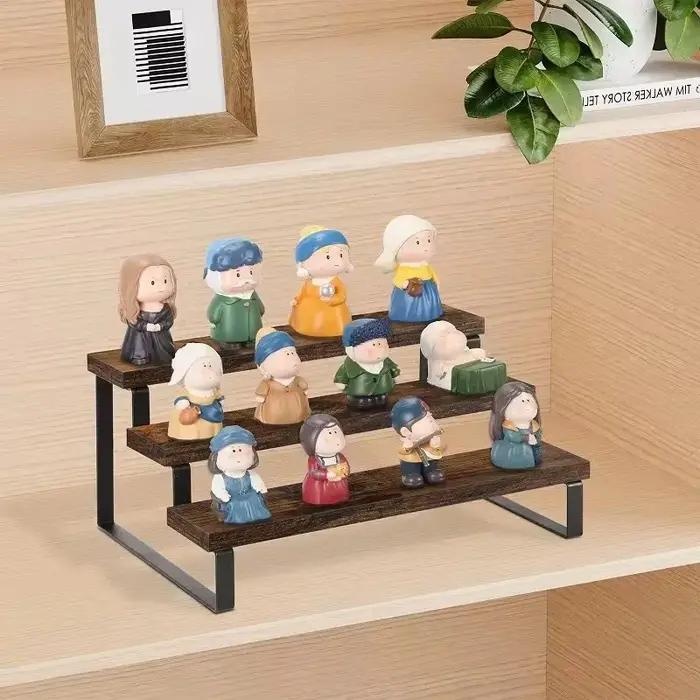 Présentoir en bois à 3 niveaux, support à cupcakes, parfum, maquillage, Mini support de figurine, co