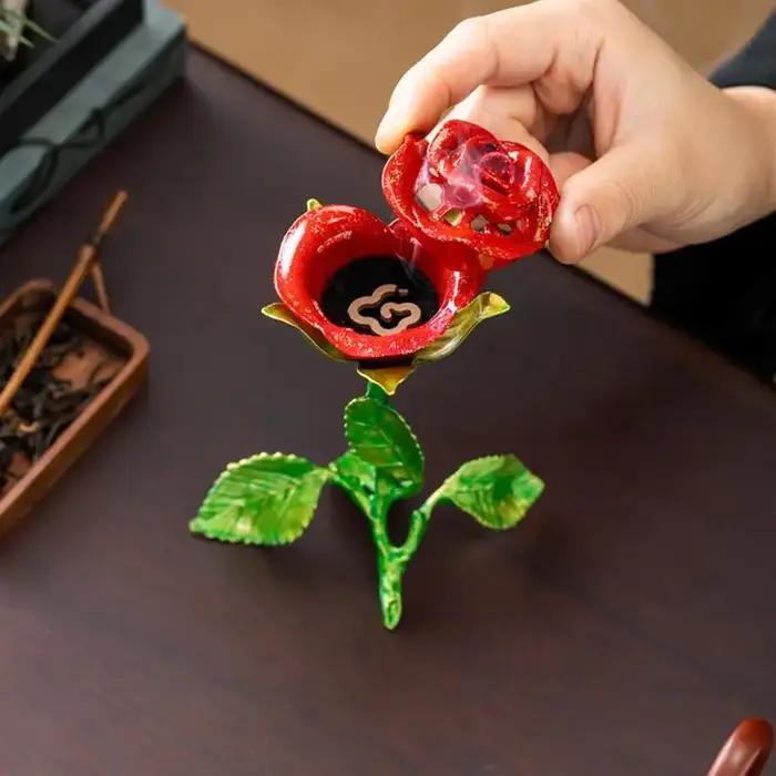 1 brûleur d'encens parfumé à la rose - Article décoratif Feng Shui