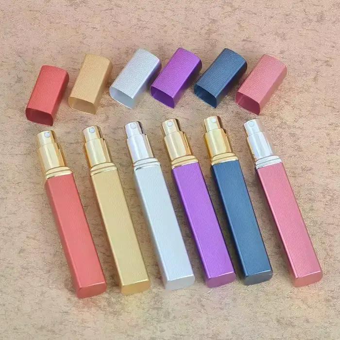 Bouteille de parfum 12ml, Tube carré en aluminium, distributeur de parfum, vaporisateur Ultra-fin, cosmétiques portables, récipient de voyage vide