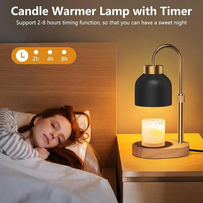 Lampe chauffe-bougie avec minuterie et deux ampoules chauffe-cire