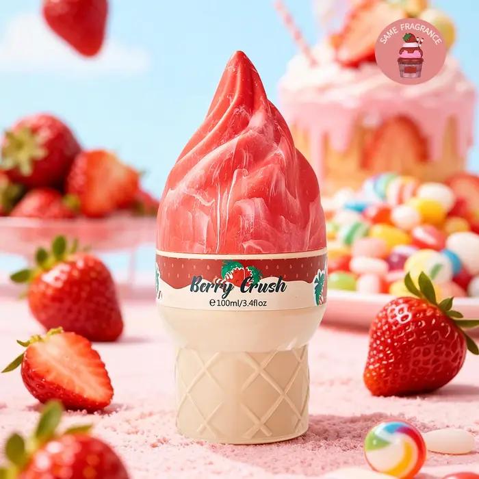 Spray parfumé Gourmand, Brume parfumée Chocolat/Bonbons de coton/Caramel Popcorn, Parfum sucré Fraise Vanille pour Femme