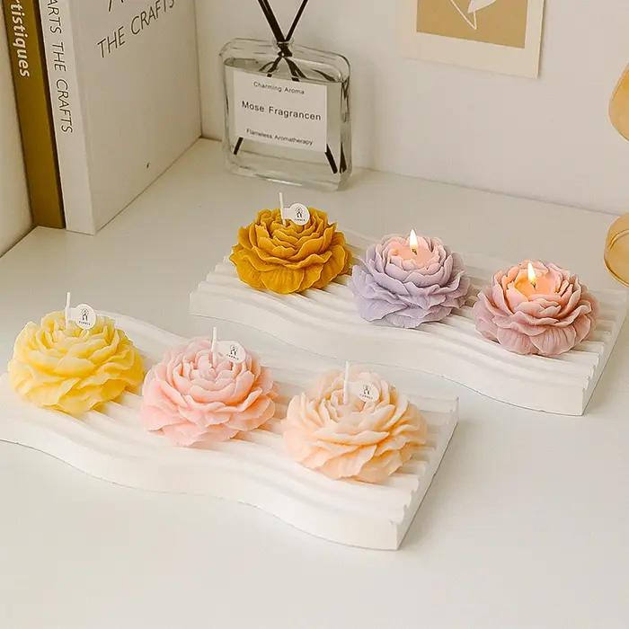 Bougie aromatique pivoine 3D créative en forme de fleur